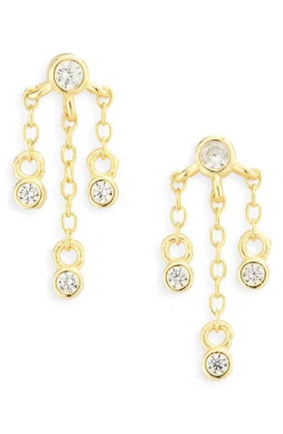 Argento Vivo Sterling Silver Cz Chain Drop Earrings In Gold