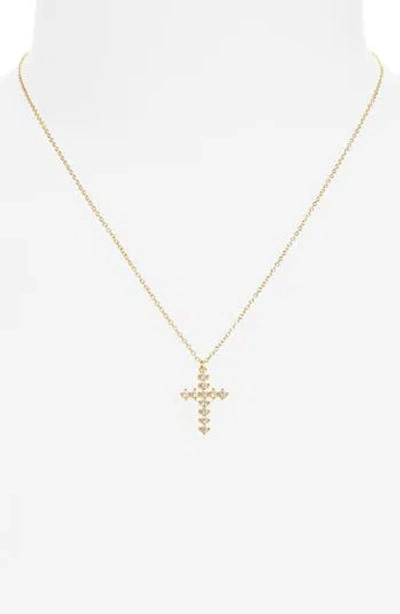 Argento Vivo Sterling Silver Cz Cross Pendant Necklace In Gold