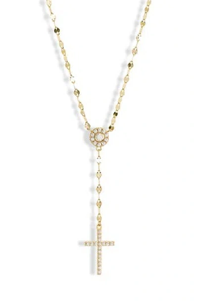 Argento Vivo Sterling Silver Cz Cross Y-drop Necklace In Gold