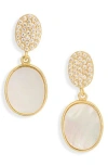 Argento Vivo Sterling Silver Cz Pavé & Mother-of-pearl Drop Earrings In Gold