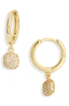 Argento Vivo Sterling Silver Cz Pavé Drop Hoop Earrings In Gold