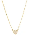 Argento Vivo Sterling Silver Cubic Zirconia Pavé Heart Pendant Necklace In Gold