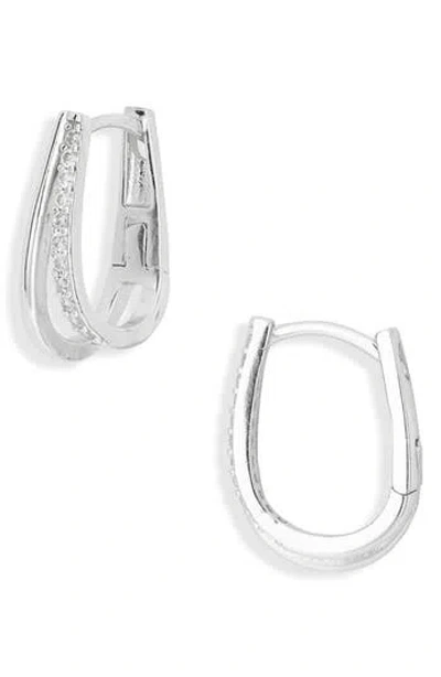 Argento Vivo Sterling Silver Cz Split Hoop Earrings