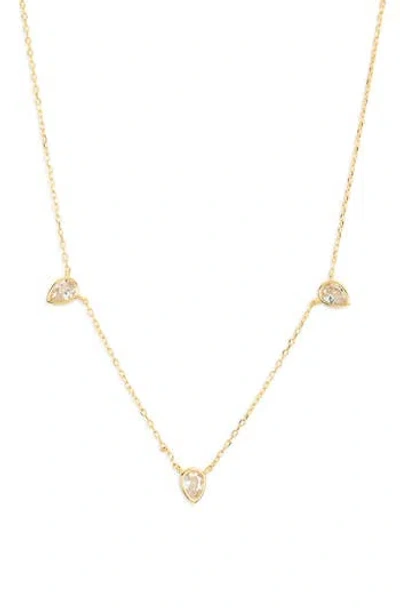 Argento Vivo Sterling Silver Cz Teardrop Station Chain Necklace In Gold