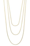 Argento Vivo Sterling Silver Dainty Triple Chain Layered Necklace In Gold