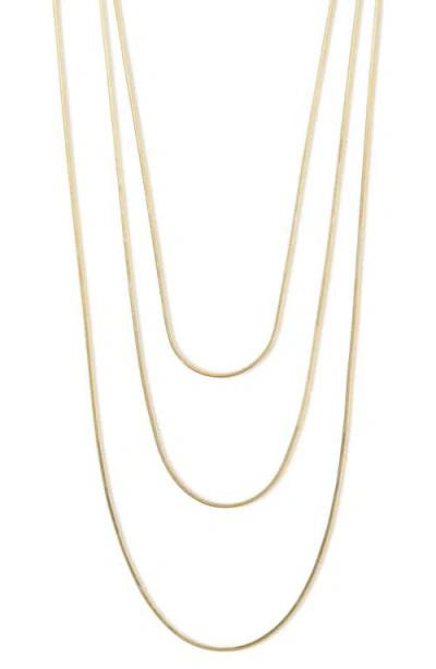 Argento Vivo Sterling Silver Dainty Triple Chain Layered Necklace In Gold