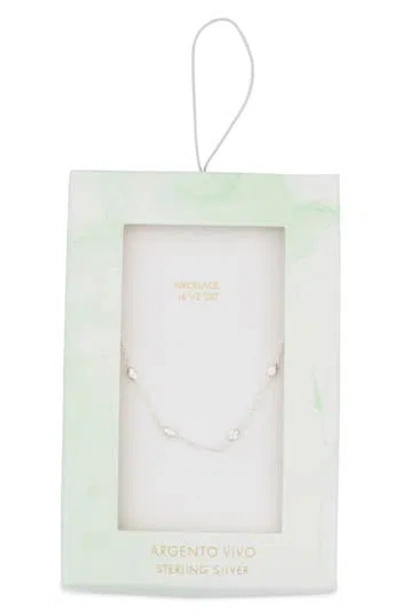 Argento Vivo Sterling Silver Diamond Cut Ball Station Necklace