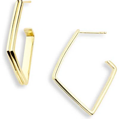Argento Vivo Sterling Silver Double Band Rhombus Hoop Earrings In Gold