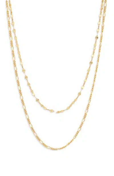 Argento Vivo Sterling Silver Double Layered Chain Necklace In Gold