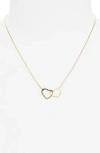 Argento Vivo Sterling Silver Double Open Heart Necklace In Gold