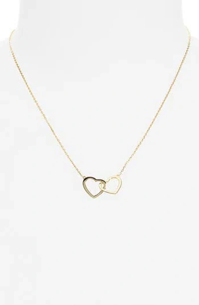 Argento Vivo Sterling Silver Double Open Heart Necklace In Gold