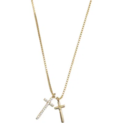 Argento Vivo Sterling Silver Double Pendant 18k Gold Plate Sterling Silver Necklace