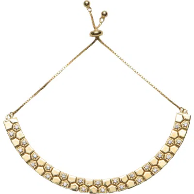 Argento Vivo Sterling Silver Double Row Cubic Zirconia Slider Bracelet In Gold