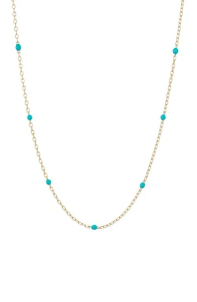 Argento Vivo Sterling Silver Enamel Dot Station Necklace In Gold/green