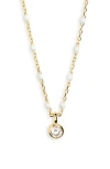 Argento Vivo Sterling Silver Enamel Station Cubic Zirconia Necklace In Gold