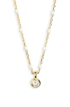 Argento Vivo Sterling Silver Enamel Station Cubic Zirconia Necklace In Gold