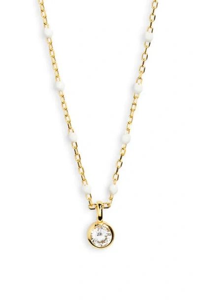Argento Vivo Sterling Silver Enamel Station Cubic Zirconia Necklace In Gold