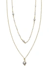 Argento Vivo Sterling Silver Faux Pearl & Bead Chain Necklace