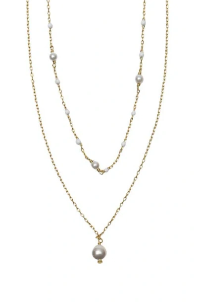 Argento Vivo Sterling Silver Faux Pearl & Bead Chain Necklace
