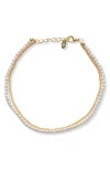 Argento Vivo Sterling Silver Faux Pearl & Chain Bracelet In Gold