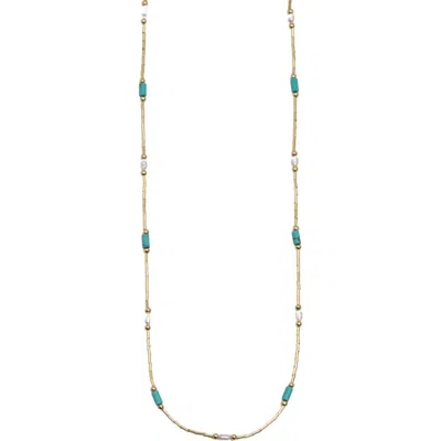 Argento Vivo Sterling Silver Faux Pearl & Turquoise Liquid Beaded Necklace