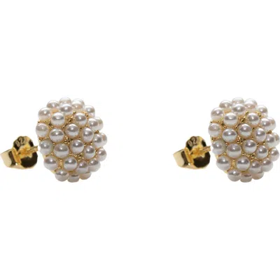 Argento Vivo Sterling Silver Faux Pearl Burst Stud Earrings