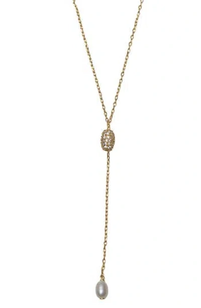 Argento Vivo Sterling Silver Faux Pearl Drop Fire Ball Y-necklace In Gold