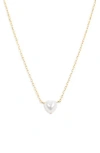 Argento Vivo Sterling Silver Faux Pearl Heart Pendant Necklace In Gold