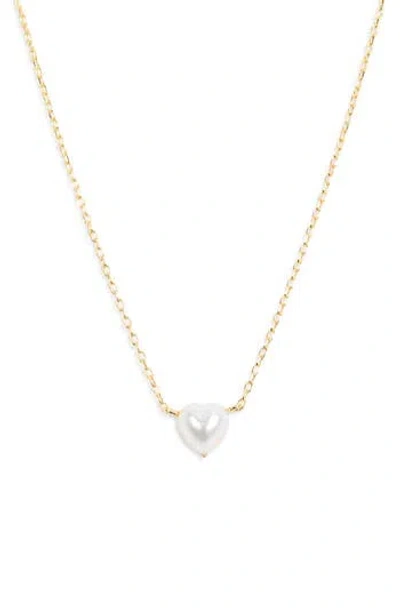 Argento Vivo Sterling Silver Faux Pearl Heart Pendant Necklace In Gold