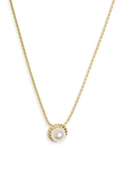 Argento Vivo Sterling Silver Faux Pearl Pendant Necklace In Gold