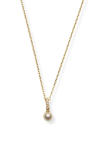 Argento Vivo Sterling Silver Faux Pearl Pendant Necklace In Gold