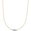 Argento Vivo Sterling Silver Faux Rice Pearl Pendant 18k Gold Plate Sterling Silver Necklace