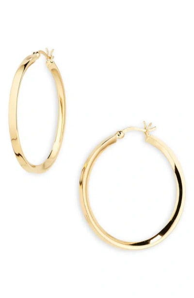 Argento Vivo Sterling Silver Flat Bevel Hoop Earrings In Gold