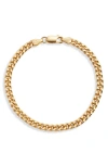 Argento Vivo Sterling Silver Flat Cuban Chain Bracelet In Gold