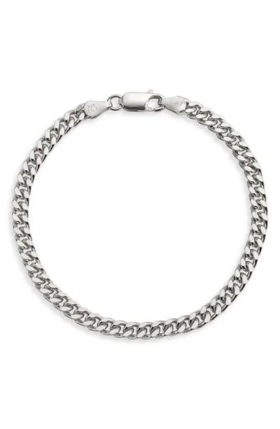 Argento Vivo Sterling Silver Flat Cuban Chain Bracelet In Silver