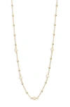 Argento Vivo Sterling Silver Freshwater Pearl Ball Chain Necklace In Gold