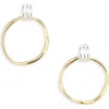 Argento Vivo Sterling Silver Frontal Hoop Earrings In Gold/sil