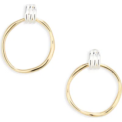 Argento Vivo Sterling Silver Frontal Hoop Earrings In Gold/sil
