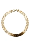 Argento Vivo Sterling Silver Gp Chunky Stampato Bracelet In Gold