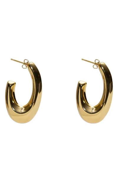 Argento Vivo Sterling Silver Graduated Oval Hook Hoop Earrings In Gold
