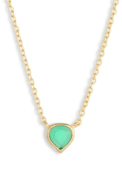 Argento Vivo Sterling Silver Green Onyx Pendant Necklace In Gold