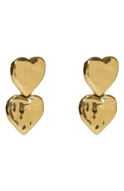 Argento Vivo Sterling Silver Hammered Double Heart Earrings