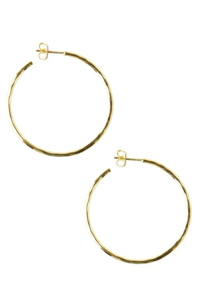 Argento Vivo Sterling Silver Hammered Hoop Earrings In Gold