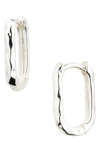 Argento Vivo Sterling Silver Hammered Oval Hoop Earrings In Metallic