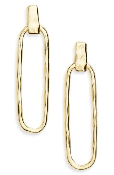 Argento Vivo Sterling Silver Hammered Textured Doorknocker Earrings In Gold