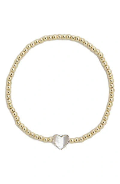 Argento Vivo Sterling Silver Heart Charm Beaded Stretch Bracelet