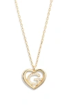 Argento Vivo Sterling Silver Heart Cubic Zirconia Initial Pendant Necklace In Gold