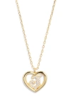 Argento Vivo Sterling Silver Heart Cubic Zirconia Initial Pendant Necklace In Gold