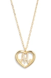 Argento Vivo Sterling Silver Heart Cubic Zirconia Initial Pendant Necklace In Gold