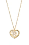 Argento Vivo Sterling Silver Heart Cubic Zirconia Initial Pendant Necklace In Gold